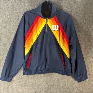 WILSON FOREVER 21 Womens L Windbreaker Jacket Colorblock Retro Half Zip Pullover